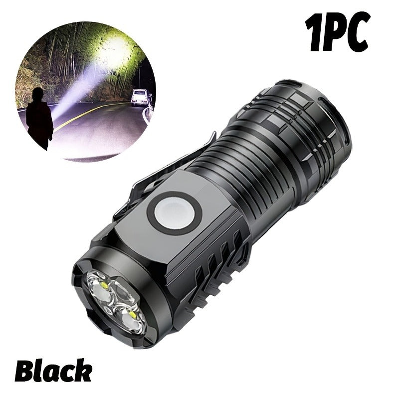 USB Rechargeable Waterproof Zoomable LED Flashlight Torch Tial Clip - Flashlight Rechargeable Telescopic Zoom Torch Mini LED Light & Cable