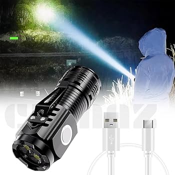 USB Rechargeable Waterproof Zoomable LED Flashlight Torch Tial Clip - Flashlight Rechargeable Telescopic Zoom Torch Mini LED Light & Cable