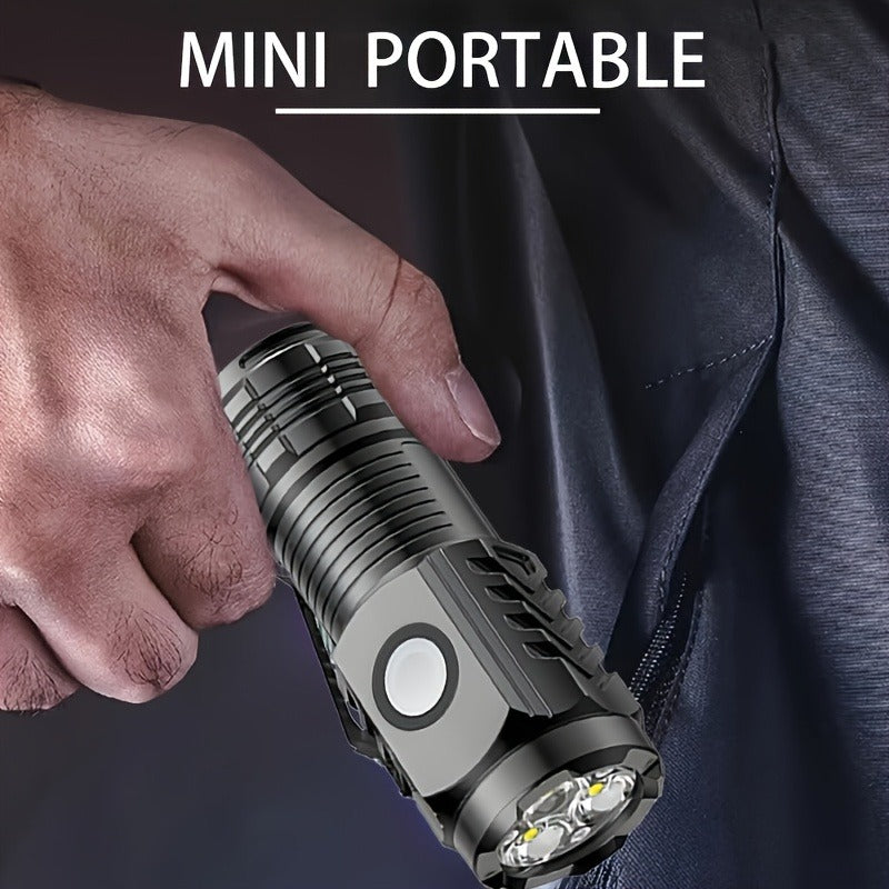 USB Rechargeable Waterproof Zoomable LED Flashlight Torch Tial Clip - Flashlight Rechargeable Telescopic Zoom Torch Mini LED Light & Cable