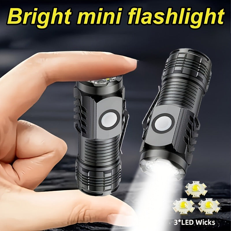 USB Rechargeable Waterproof Zoomable LED Flashlight Torch Tial Clip - Flashlight Rechargeable Telescopic Zoom Torch Mini LED Light & Cable