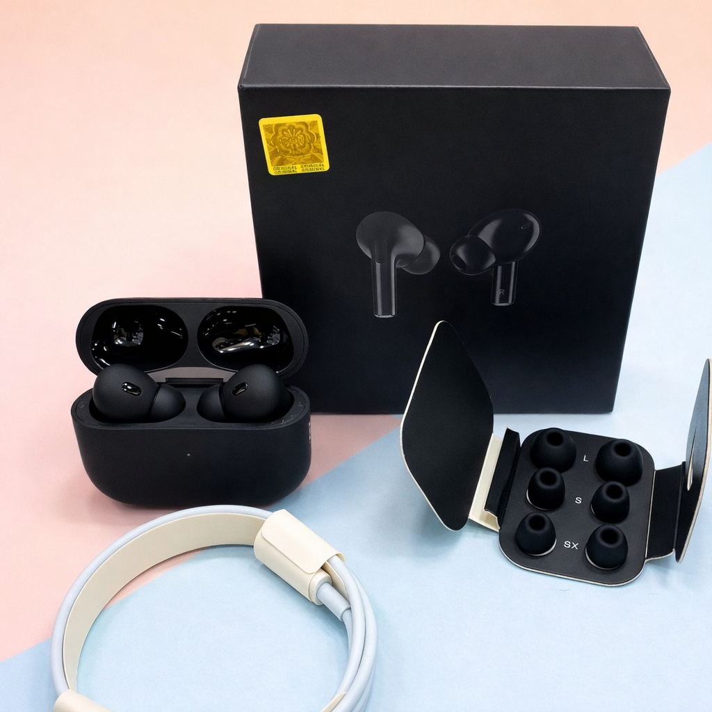 Black Pro 2 Wireless Earbuds with All Accessories – Black