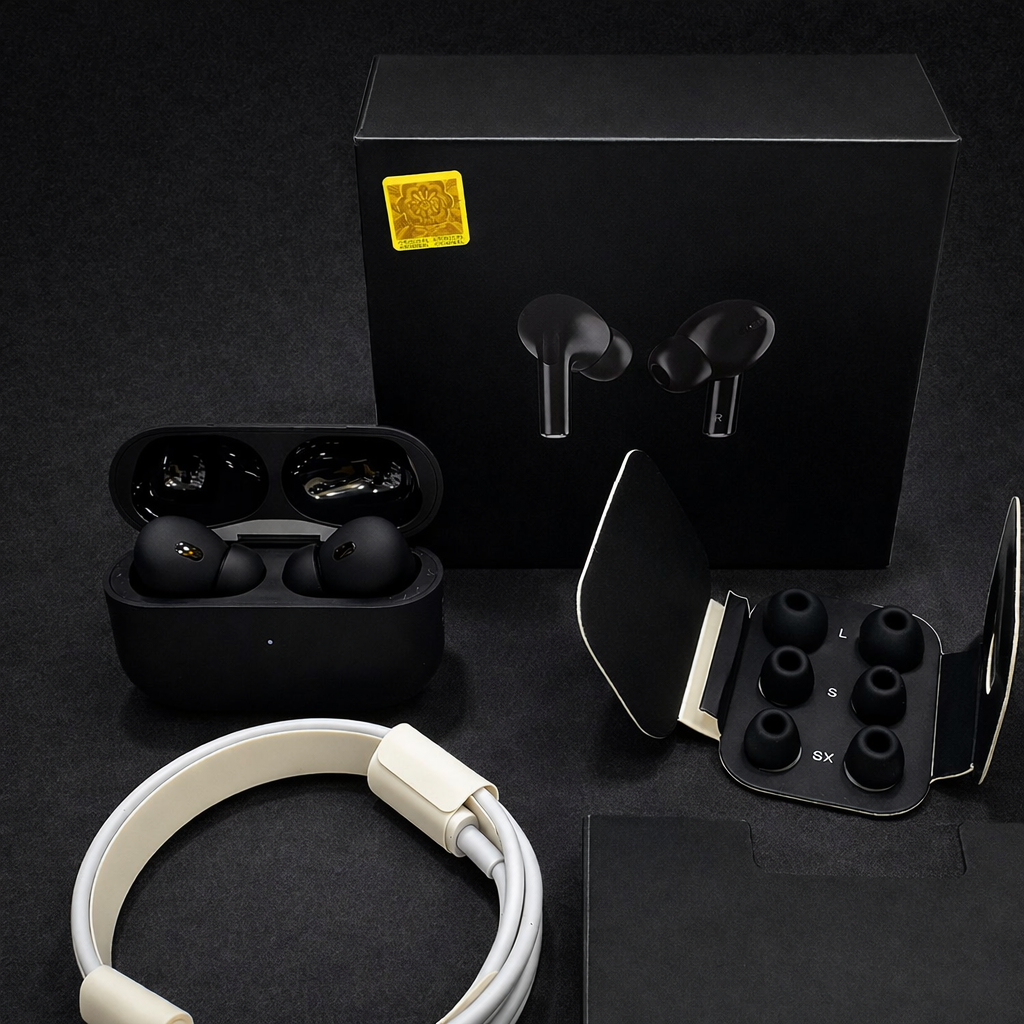 Black Pro 2 Wireless Earbuds with All Accessories – Black