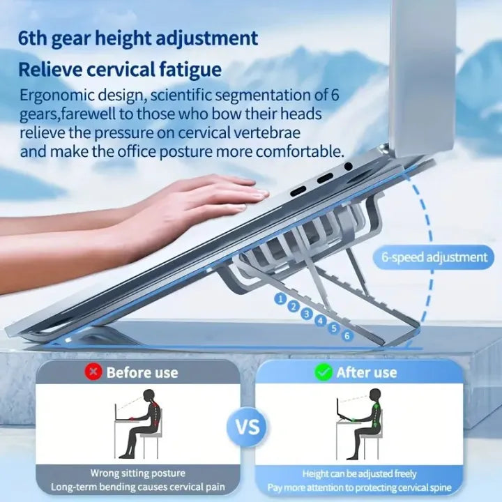 Stand For Laptop - 7 Gear To Adjust Height & Anti Slip Rubber Grip - Adjustable Portable And Foldable Laptop Stand