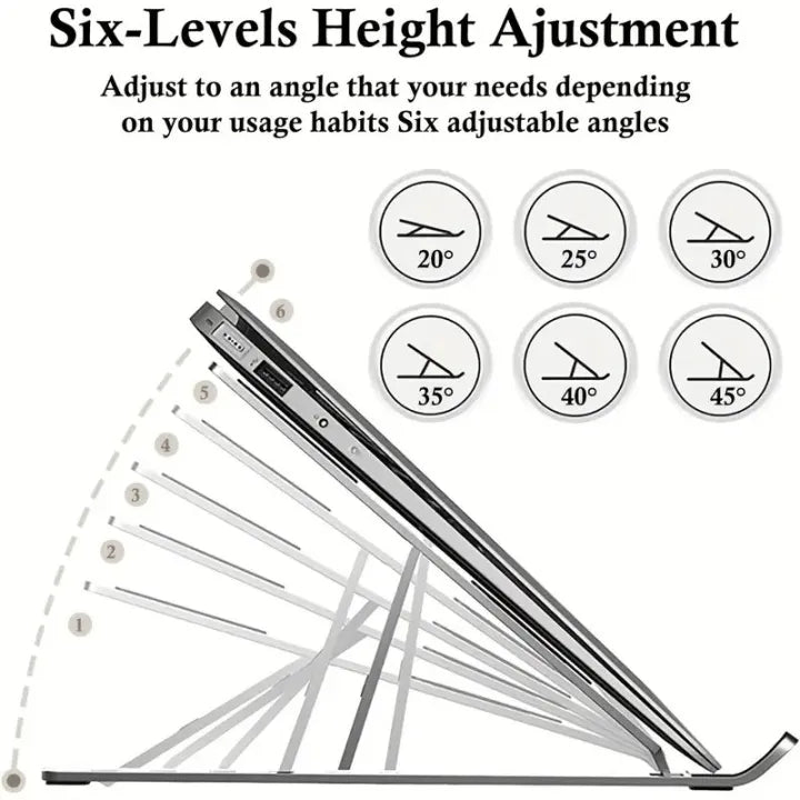 Stand For Laptop - 7 Gear To Adjust Height & Anti Slip Rubber Grip - Adjustable Portable And Foldable Laptop Stand
