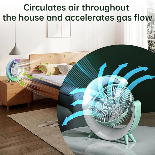 USB Rechargeable Desktop Fan with LED Light
