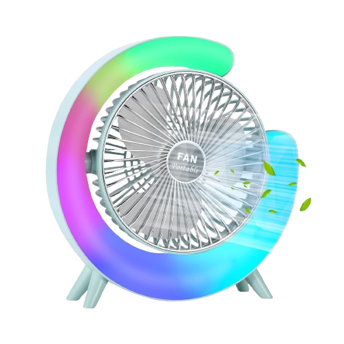 USB Rechargeable Desktop Fan with LED Light