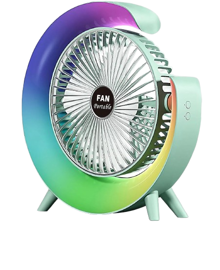 USB Rechargeable Desktop Fan with LED Light